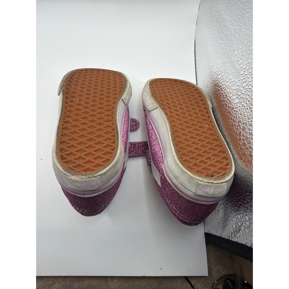 Vans Old Skool V Toddler Pink Glitter Hook and Loop Sneakers Size 8.0 - Picture 9 of 10